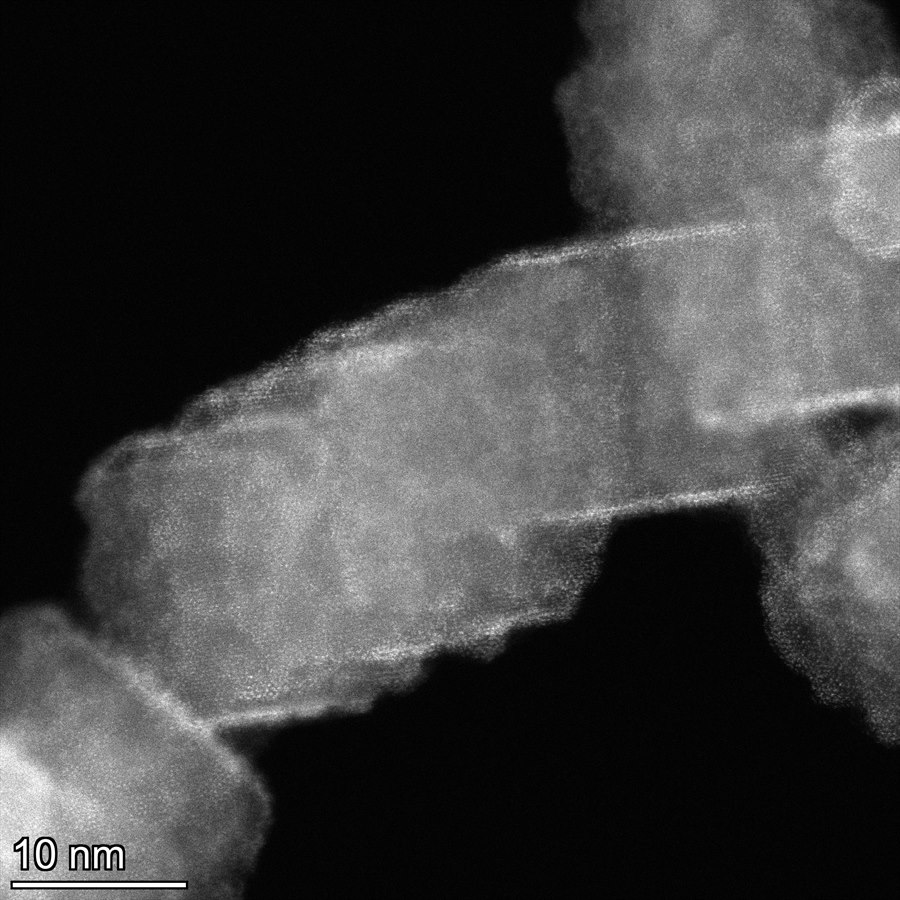 Lower-magnification STEM image of the MgO support platelets